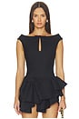 view 1 of 4 Keyhole Cold-shoulder Crop Top in Navy Blue