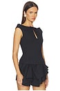 view 2 of 4 Keyhole Cold-shoulder Crop Top in Navy Blue