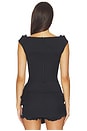 view 3 of 4 Keyhole Cold-shoulder Crop Top in Navy Blue