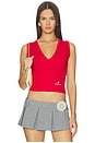 view 1 of 5 Bow Detail V-neck Knit Tank Top in Red