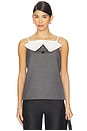 view 1 of 4 Fan-shaped Turn-down Collar Camisole Top in Grey