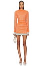 view 1 of 4 Costa Gathered Mini Dress in Tangerine Splice