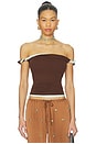 view 1 of 4 Elia Off Shoulder Twist Top in Chocolate Mint