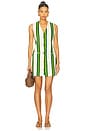 view 1 of 3 Carob Printed Linen Mini Dress in Cream & Green Stripe