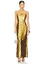view 1 of 4 Sculpty Strapless Sequin Dress in Star Gold