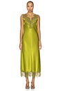 view 1 of 4 ROBE BEA SATIN LACE MIDI  in Chartreuse