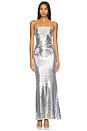 view 1 of 4 Sculpty Strapless Sequin Dress in Satellite Silver