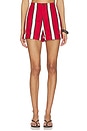 view 1 of 6 Como Linen Short in Venetian Red Stripe