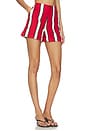 view 2 of 6 Como Linen Short in Venetian Red Stripe