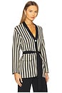 view 2 of 5 Max Belted Knit Cardigan in Black/rice Flour Stripe