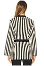 view 3 of 5 Max Belted Knit Cardigan in Black/rice Flour Stripe