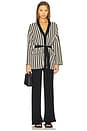 view 4 of 5 Max Belted Knit Cardigan in Black/rice Flour Stripe