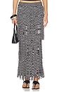 view 1 of 6 Za Za Knit Fringe Skirt in Black & White Space Dye
