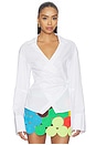 view 1 of 4 Anya Poplin Wrap Top in Macadamia
