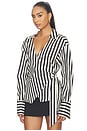 view 2 of 4 Anya Poplin Wrap Top in Black & White Stripe