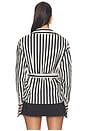 view 3 of 4 Anya Poplin Wrap Top in Black & White Stripe