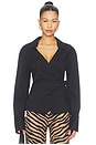 view 1 of 4 Anya Poplin Wrap Top in Black