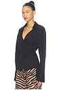 view 2 of 4 Anya Poplin Wrap Top in Black