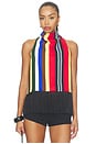 view 1 of 4 Tia Crepe Fringe Top in Primary Stripe