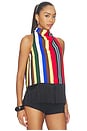 view 2 of 4 Tia Crepe Fringe Top in Primary Stripe