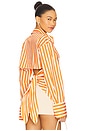 view 1 of 6 Loch Poplin Button Up in Coral Cabana Stripe
