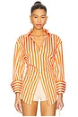 view 2 of 6 Loch Poplin Button Up in Coral Cabana Stripe
