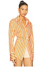 view 3 of 6 Loch Poplin Button Up in Coral Cabana Stripe