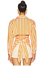 view 4 of 6 Loch Poplin Button Up in Coral Cabana Stripe