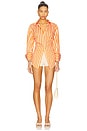 view 5 of 6 Loch Poplin Button Up in Coral Cabana Stripe