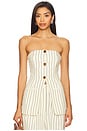 view 1 of 5 Mori Strapless Linen Top in Cream Pinstripe