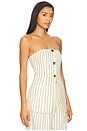view 2 of 5 Mori Strapless Linen Top in Cream Pinstripe