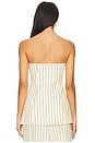 view 3 of 5 Mori Strapless Linen Top in Cream Pinstripe