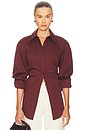 view 2 of 5 Loch Poplin Button Up Shirt in Chocolate Brown