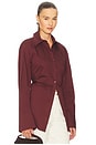 view 3 of 5 Loch Poplin Button Up Shirt in Chocolate Brown