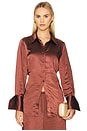view 1 of 4 Loch Satin Button Up in Choco Brown