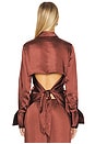 view 3 of 4 Loch Satin Button Up in Choco Brown