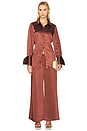 view 4 of 4 Loch Satin Button Up in Choco Brown