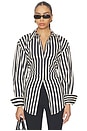 view 2 of 5 CHEMISE LOCH STRIPED POPLIN BUTTON UP in Black & White Stripe