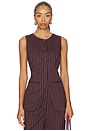 view 1 of 5 Sabine Pinstripe Vest in Bordeaux Metallic Pinstripe