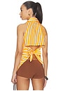 view 1 of 5 ARRIBA LOCH SLEEVELESS POPLIN BUTTON in Sungold & Ecru Stripe