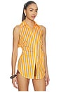 view 3 of 5 ARRIBA LOCH SLEEVELESS POPLIN BUTTON in Sungold & Ecru Stripe
