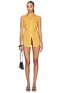 view 5 of 5 ARRIBA LOCH SLEEVELESS POPLIN BUTTON in Sungold & Ecru Stripe