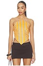 view 1 of 6 Kit Poplin Tie Top in Sungold & Ecru Stripe