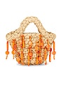 view 1 of 6 Beaded Mercado Mini Tote Bag in Natural & Orange