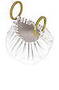 view 4 of 4 Faux Leather Scrunch Bonsai Bag in White