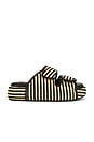 view 1 of 5 Stripe Raffia Cro Slide in Black & White Micro Stripe