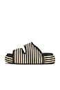 view 5 of 5 Stripe Raffia Cro Slide in Black & White Micro Stripe