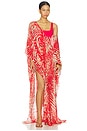 view 1 of 4 Sheer Long Kaftan in Carmine Zebra Print