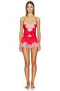 view 1 of 3 Silk Lace Garter Cami And Short Set in Ruby Contrast