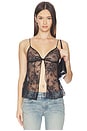 view 1 of 5 Ultra Fine Lace Open Front Cami Top in Onyx
